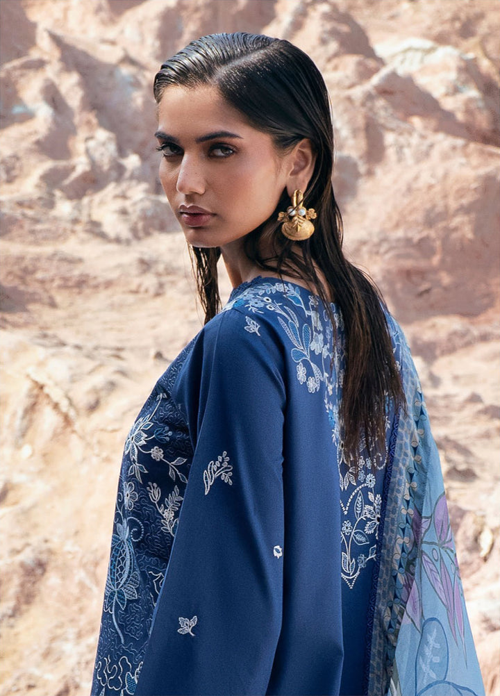 Florent Unstitched Embroidered Luxury Lawn 3 Piece Suit FL26UL FL-1B - Festive Collection