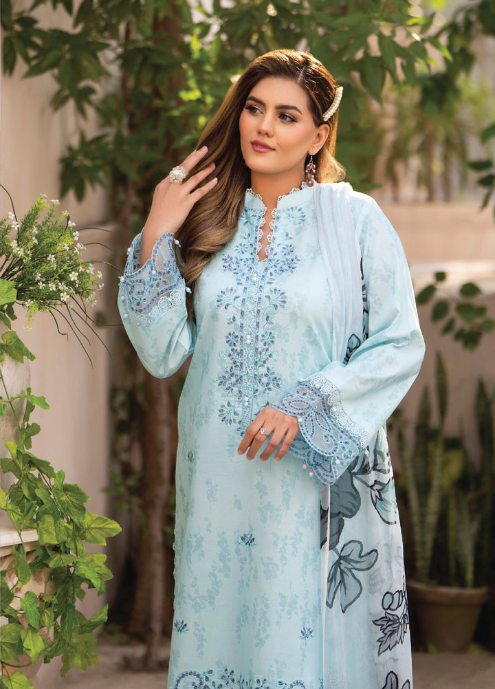 Summer Breeze by Humdum Unstitched Embroidered Lawn 3 Piece Suit HB26USB D-12 - Summer Collection
