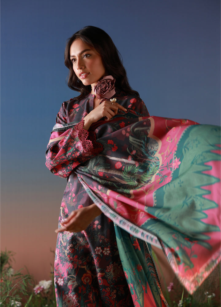 Mirha by Sahar Unstitched Printed Lawn 3 Piece Suit SS1-26-09  Noir Roseraie - Summer Collection