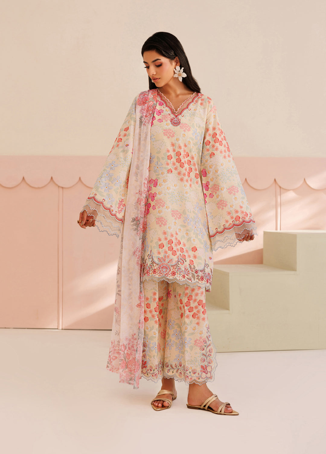 Azzal Unstitched Printed Lawn 3 Piece Suit AZL26UPL AZL-145 - Summer Collection