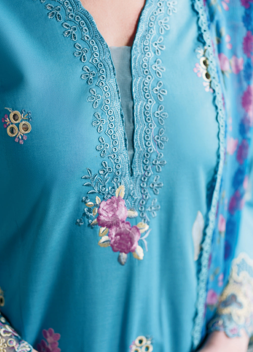 Whispers of Summer by Neeshey Unstitched Embroidered Luxury Lawn 3 Piece Suit NSH26ULW SKYLA - Summer Collection