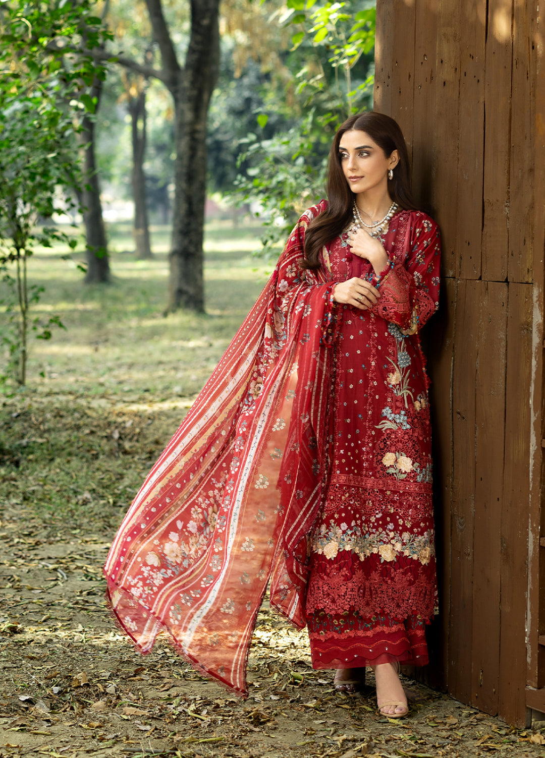 Elaf Premium Chikankari Unstitched Printed Lawn 3 Piece Suit EL26UPC ERC-1B MARJAAN - Summer Collection