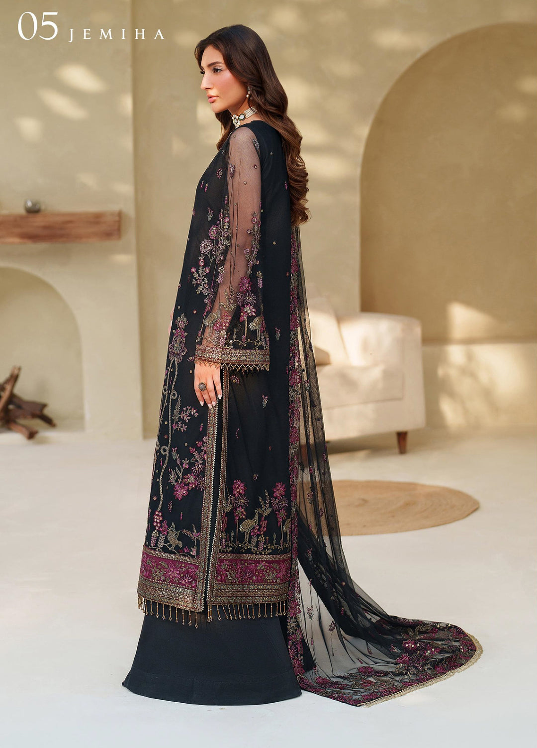 Meesa by Zarif Unstitched Net Embroidered Suits 3 Piece ZR25UF ZRF-ML-05 JEMIHA - Winter Collection