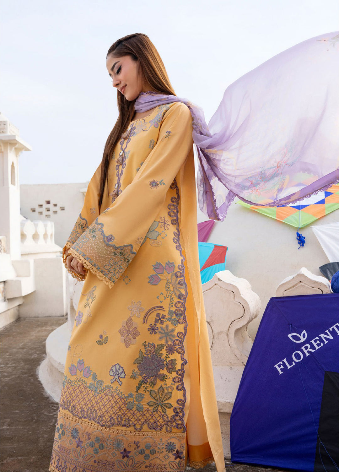 Basant Chikankari by Florent Unstitched Embroidered Luxury Lawn 3 Piece Suit FL26UBC FZ-1B - Summer Collection