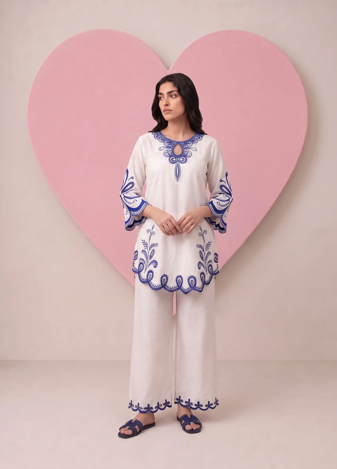 Scherezade Women RTW Embroidered Lawn Cotton 3 Piece Suit OCEANE - Casual Collection