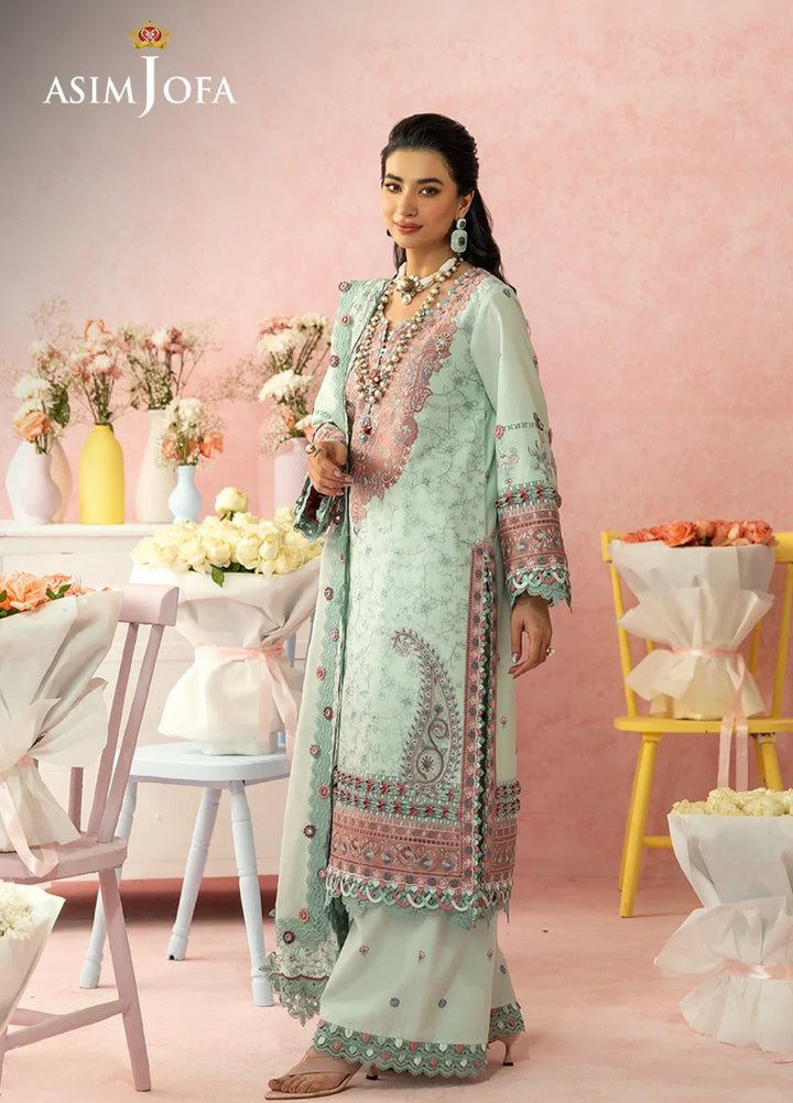 Asim Jofa Unstitched Embroidered Luxury Lawn 3 Piece Suit AJ26ULL AJULW-08 - Festive Collection
