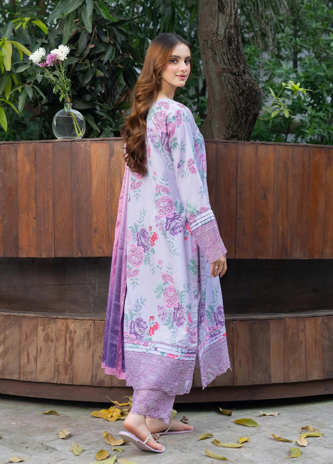 Mah e Noor Intermix by Panache 3 Piece Raw silk Lavender Bloom - Winter Collection