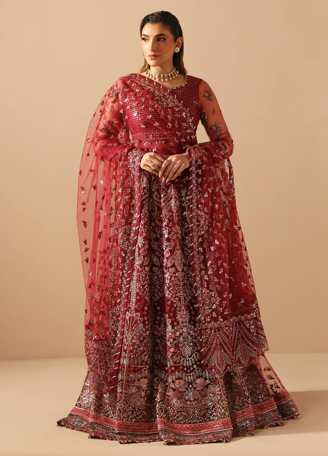 Xenia Formals Unstitched Embroidered Net 3 Piece Suit XF26UF D-8 DUREZA - Festive Collection