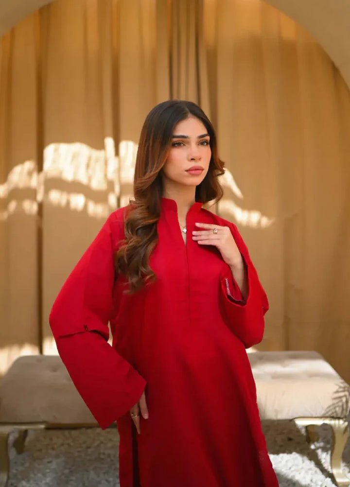 Zauk Women RTW Solids Rawsilk 2 Piece Suit ZK26RC Ruby Z-B-1 - Casual Collection