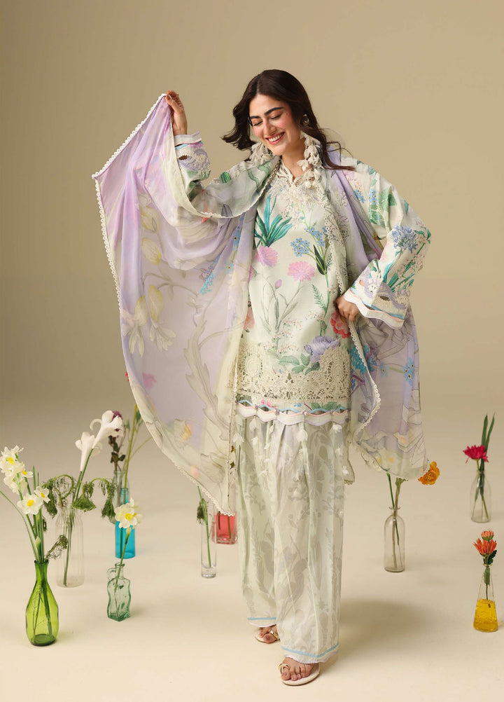 Soleil Hemline by Mushq Unstitched Printed Lawn 3 Piece Suit MU26USL Vanilla Lush HUNSS260306 - Festive Collection