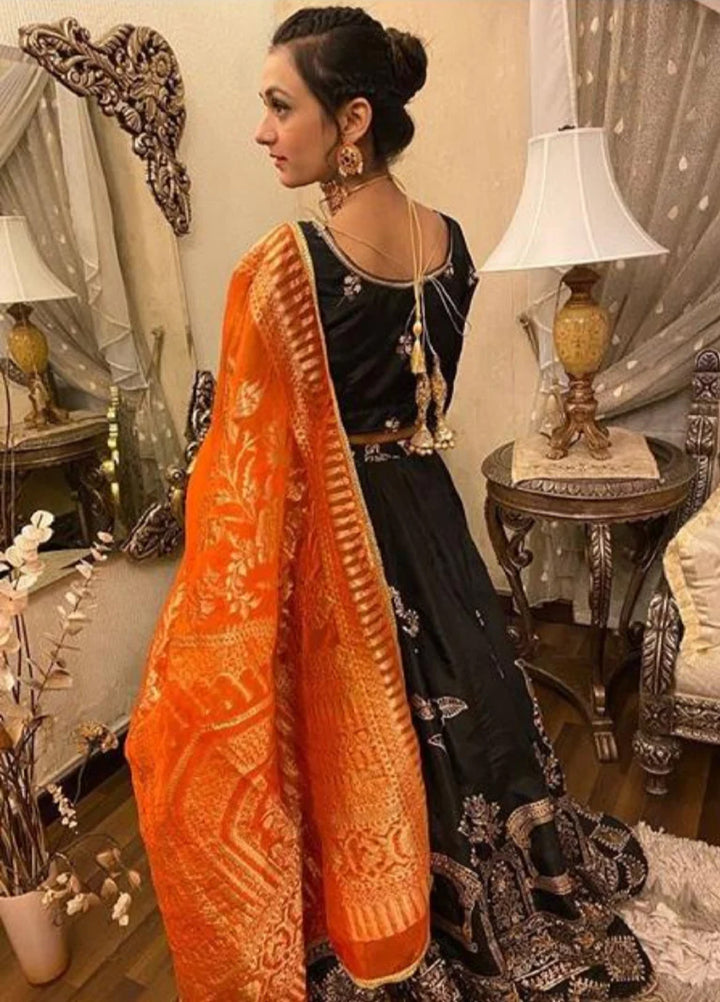 Luxe By Hues Atelier Women Pret 2 Piece Black Lehnga Choli - Formals Collection