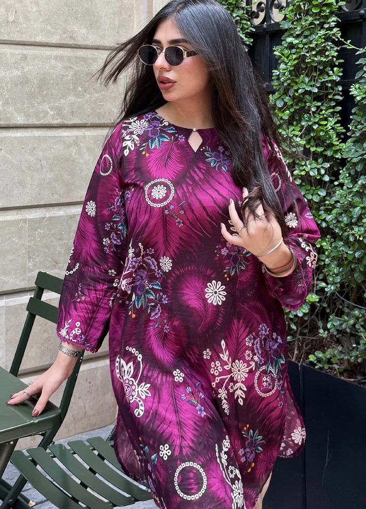 Rashid Textiles Women RTW Embroidered Lawn 2 Piece Suit D-02 Purple - Casual Collection