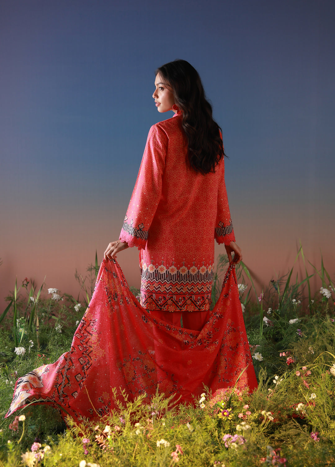 Mirha by Sahar Unstitched Printed Lawn 3 Piece Suit SS1-26-20 Scarlet Tapestry - Summer Collection