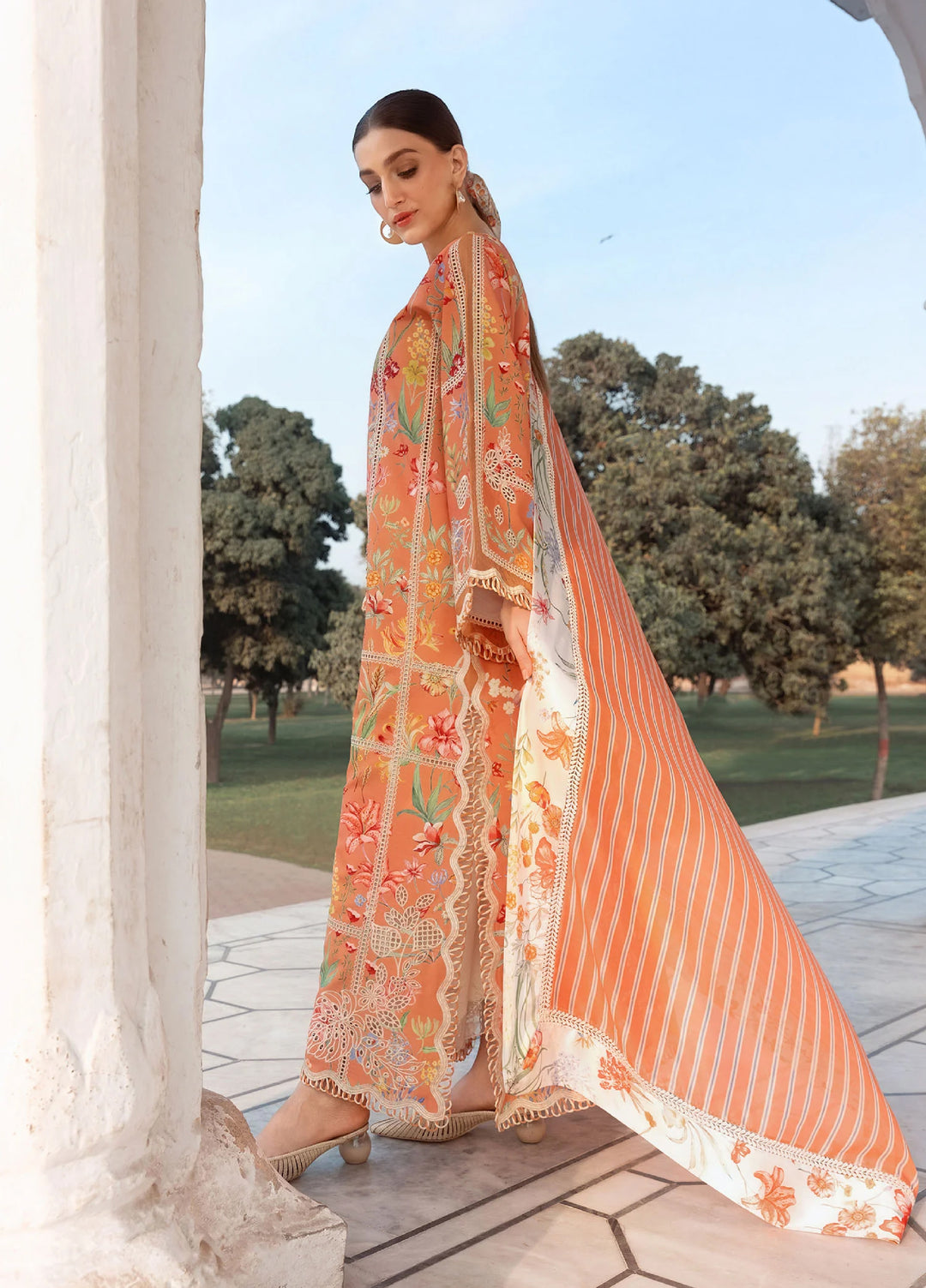 Flow by Crimson Unstitched Embroidered Lawn 3 Piece Suit CR26UFL D2 A-Sunset - Festive Collection