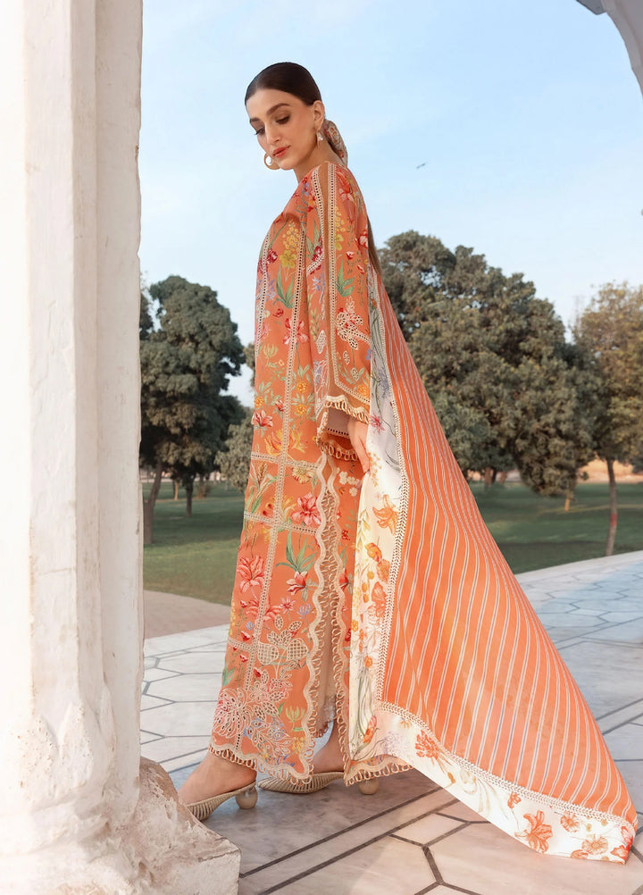 Flow by Crimson Unstitched Embroidered Lawn 3 Piece Suit CR26UFL D2 A-Sunset - Festive Collection