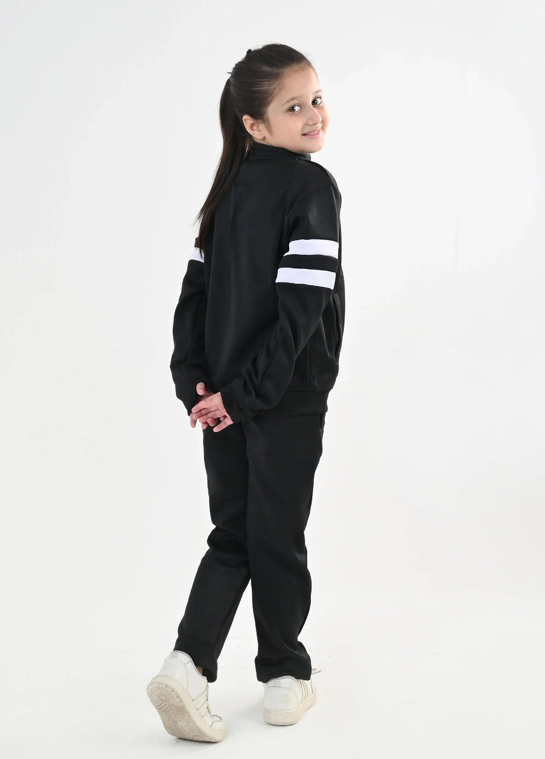IQ Exclusive Kids Track Suit Fleece 2 PieceContrast Band Zipper Tracksuit-Unisex Kids - Winter Collection