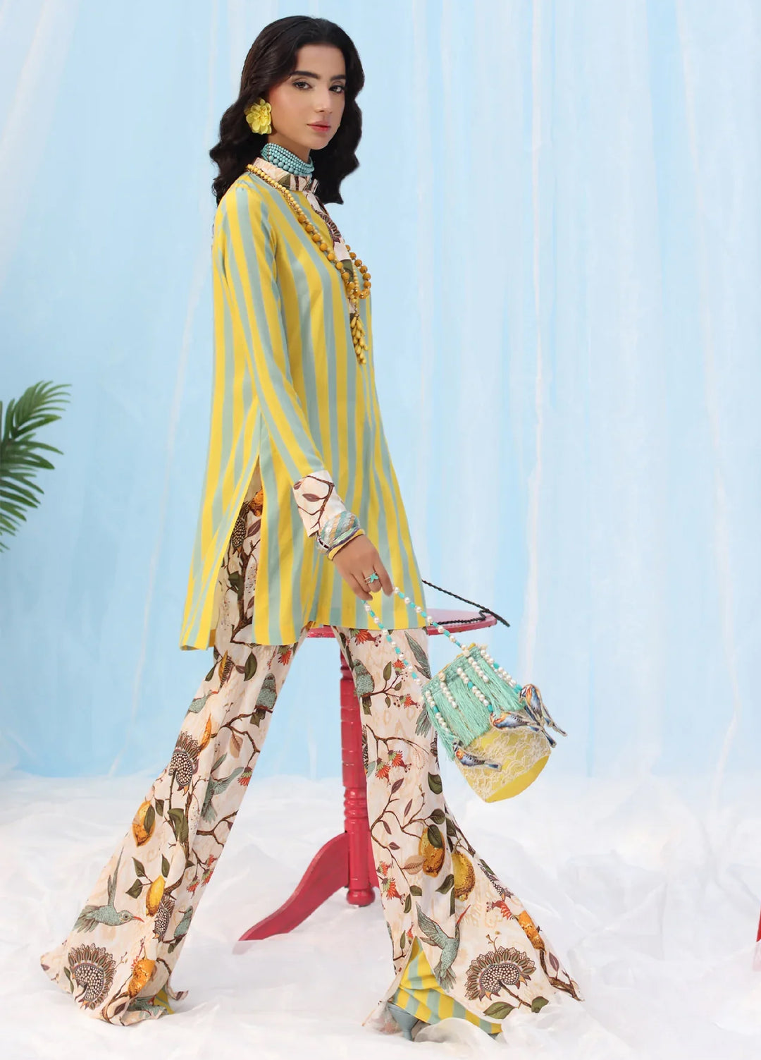 Rush Hour by Musferah Saad Pret Printed Silk 2 Piece Suit Citrus Lime