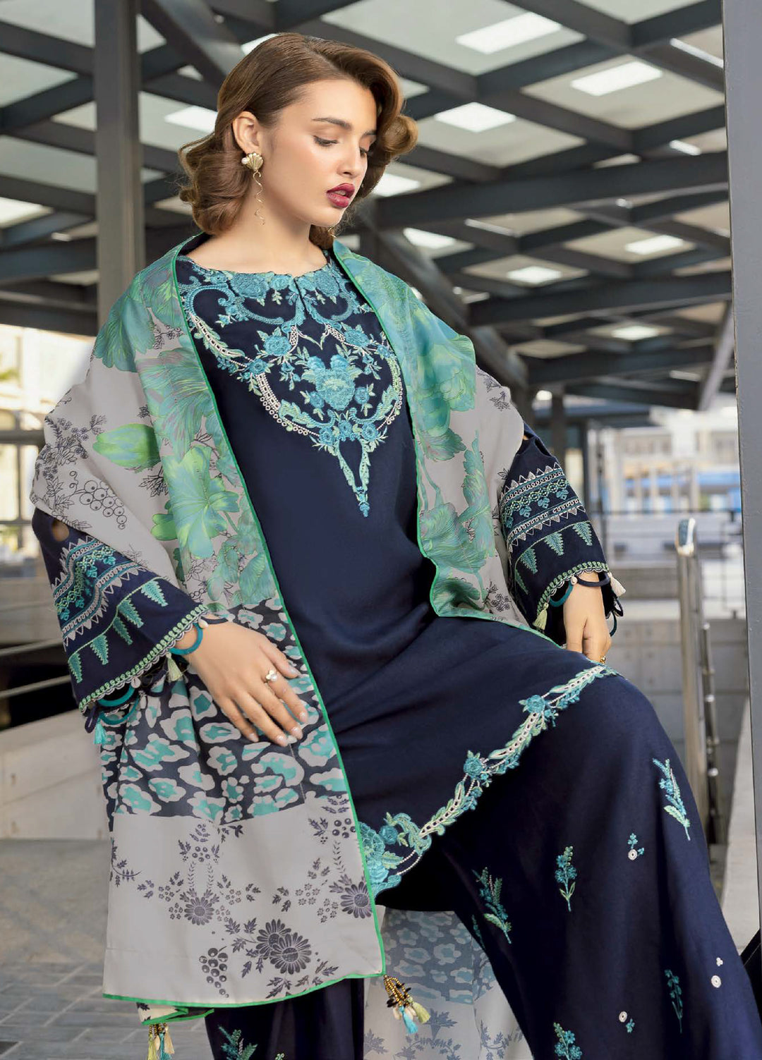 Poshima by Charizma Unstitched Embroidered Peach Leather Suits 3 Piece CHR26PU PSW5-23 - Winter Collection