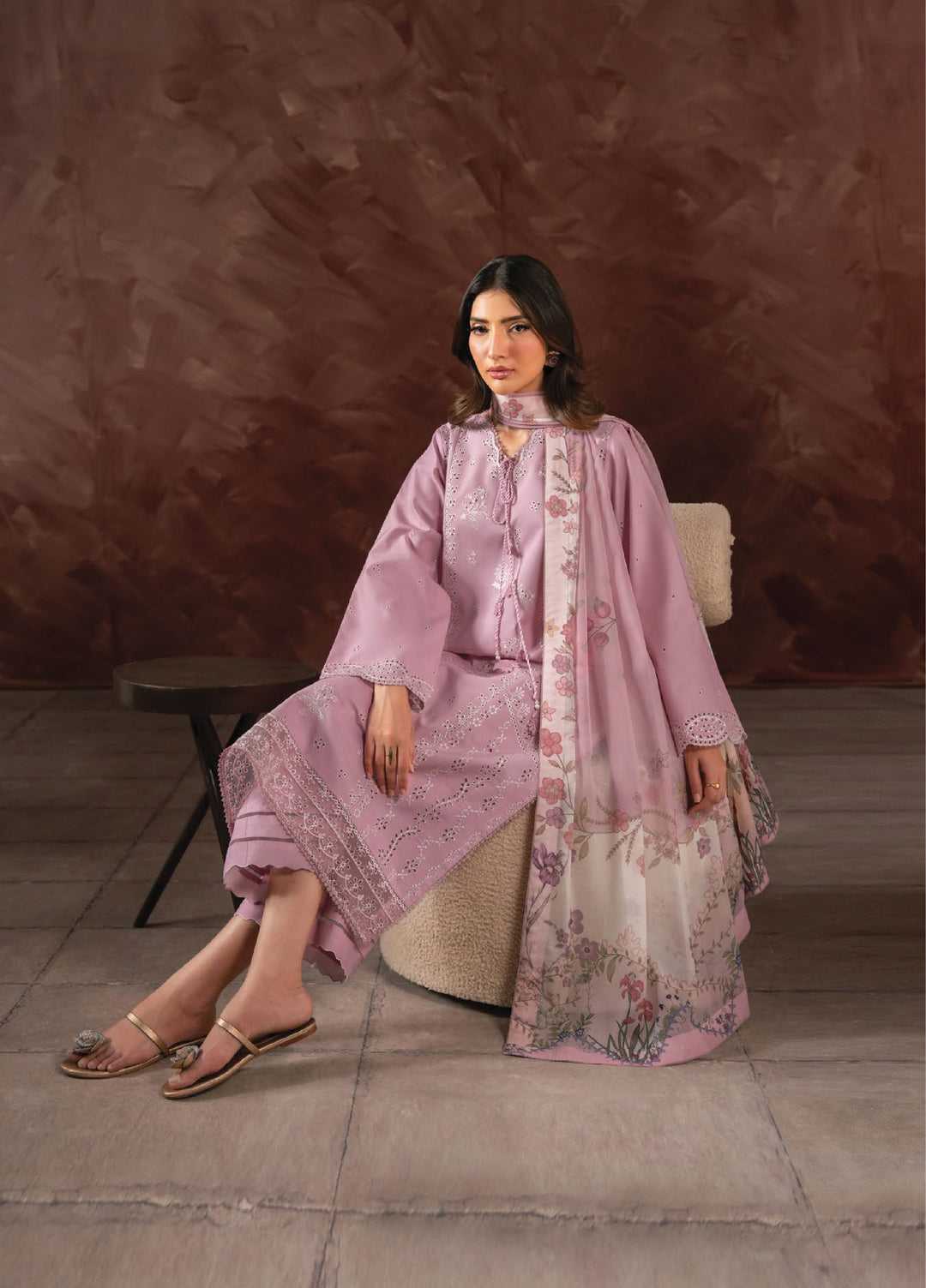 Seran Unstitched Embroidered Lawn 3 Piece Suit SN26ULLE Evara D-04 - Eid Collection