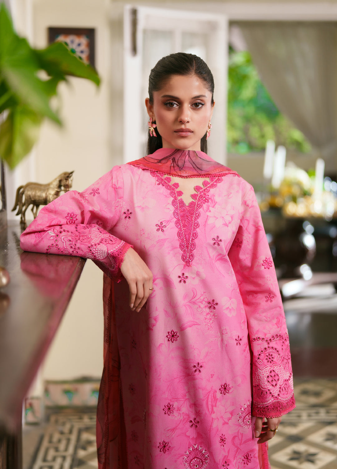 Summer Lines Printkari by Neeshay Unstitched Embroidered Lawn 3 Piece Suit NSH26SLP D-5 Rosaire - Summer Collection