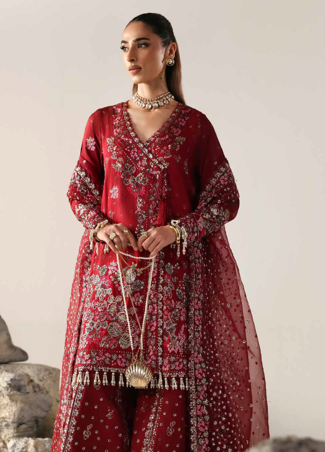 Serein Luxe by Emaan Adeel Unstitched Raw Silk Embroidered Suits 3 Piece EA25SL D-1 Serinity Bloom - Festive Collection