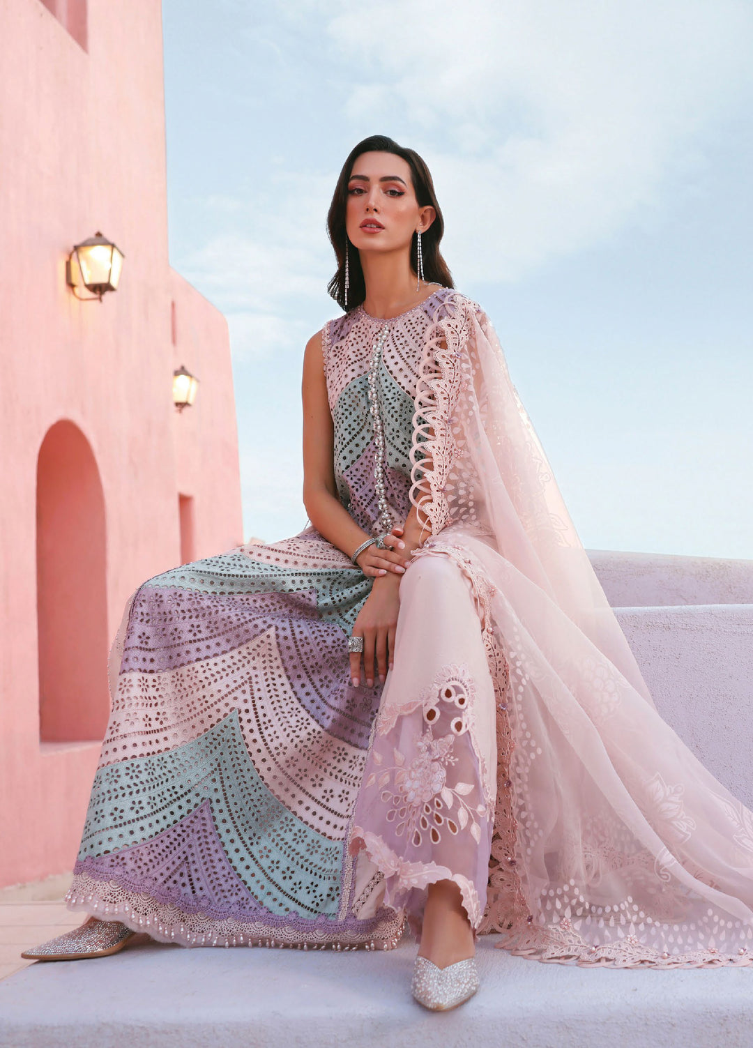 Maria B Unstitched Embroidered Luxury Lawn 3 Piece Suit MB26UEL 12B - Eid Collection