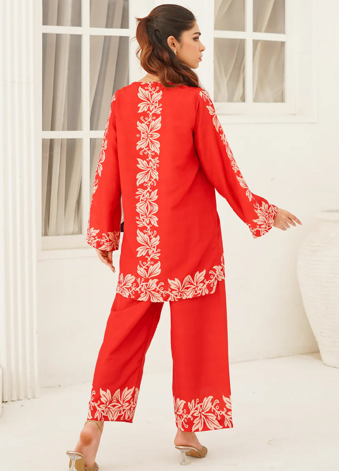 Nairah Women Pret Printed Arabic Lawn Suit NAH26PN Red Coral - Spring Collection