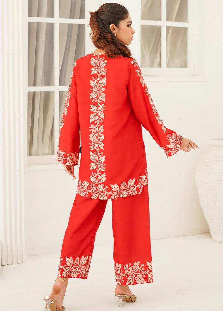 Nairah Women Pret Printed Arabic Lawn Suit NAH26PN Red Coral - Spring Collection