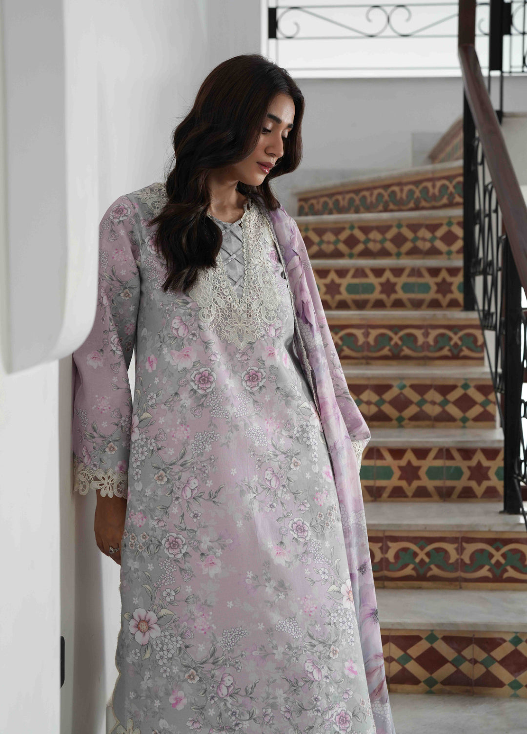 Summer Lines by Neeshay Unstitched Printed Lawn 3 Piece Suit NSH26ULS BLUSHMERE - Eid Collection