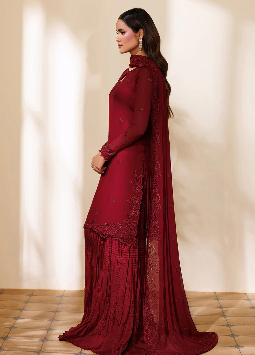 Zarif Women RTW Embroidered Chiffon 3 Piece Suit ZR26UCR ZRF-EMC-22 - Eid Collection