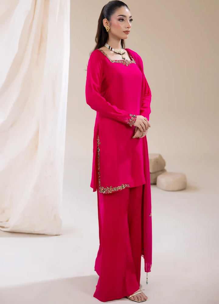 Alee Malic RTW Hand Work Raw Silk 3 Piece Suit Crimson - Wedding Collection