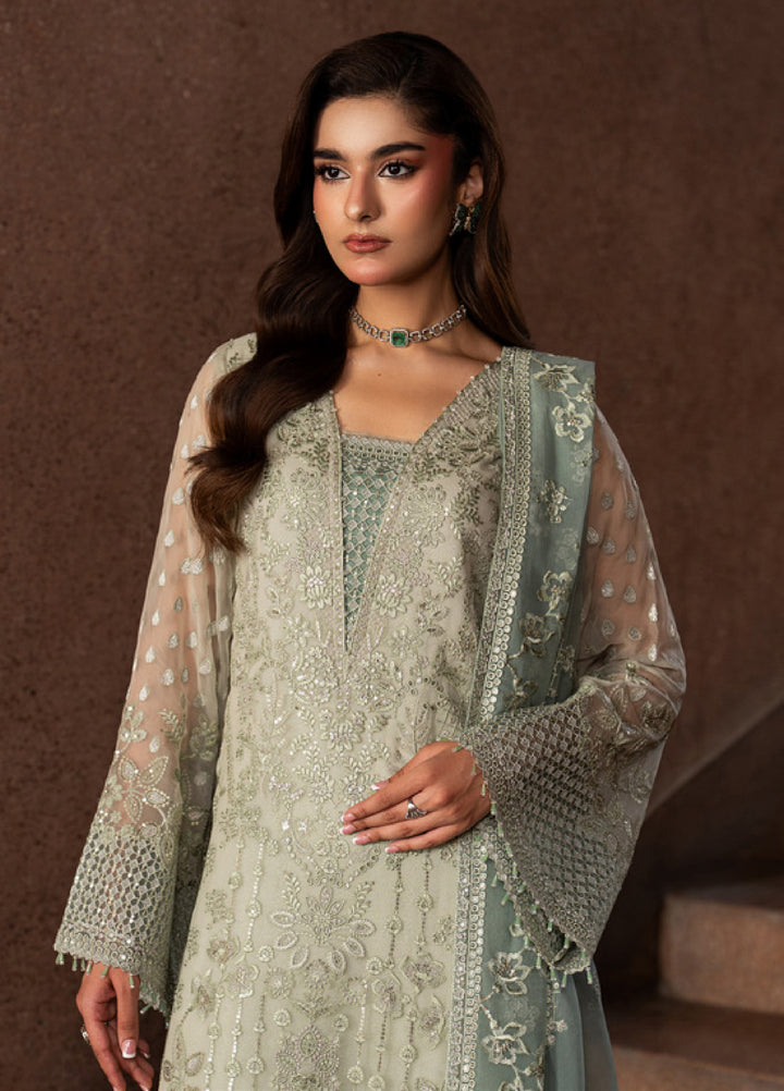 Lazawal by Lavish Premium Unstitched Embroidered Chiffon 3 Piece Suit LVP26UCL Pistachio Pearl - Festive Collection
