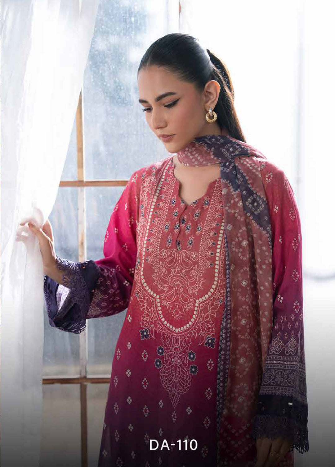 Daria Chunri by Nureh Unstitched Embroidered Lawn 3 Piece Suit NU26UDC DA-110 - Casual Collection