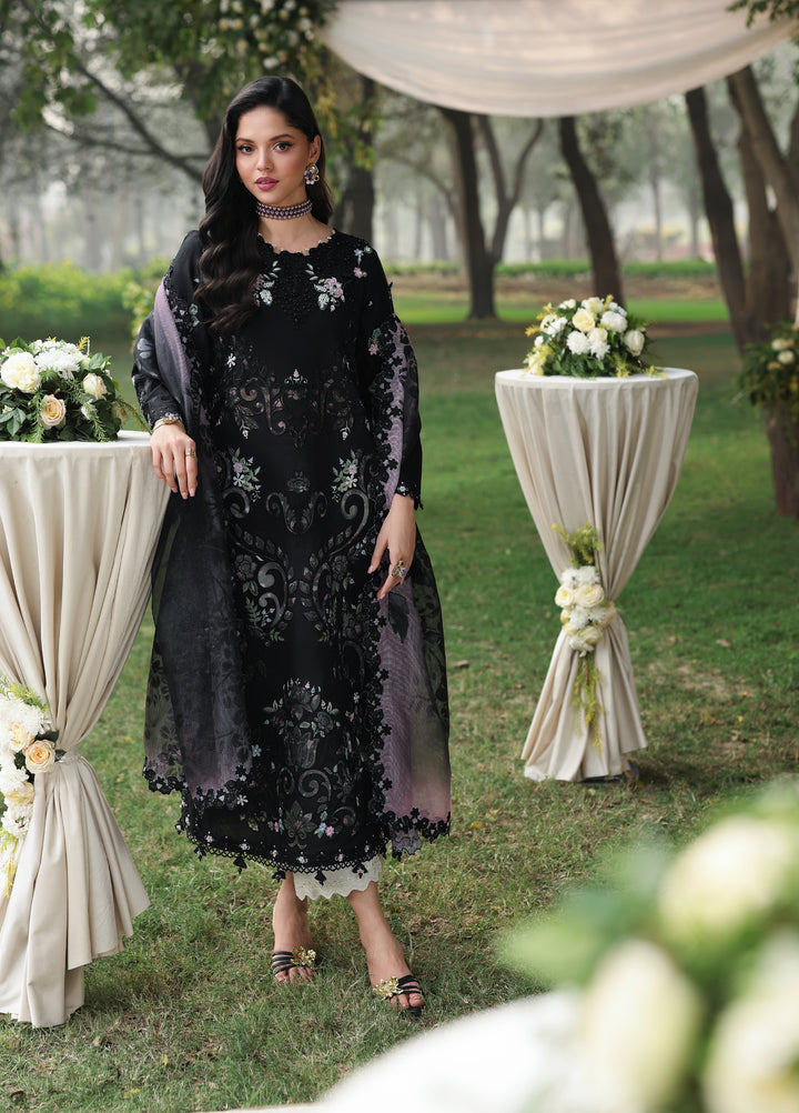 Tales of Petals by Sardinia Unstitched Embroidered Luxury Lawn 3 Pcs Suit SRD26UTP D-10 Midnight Bloom - Festive