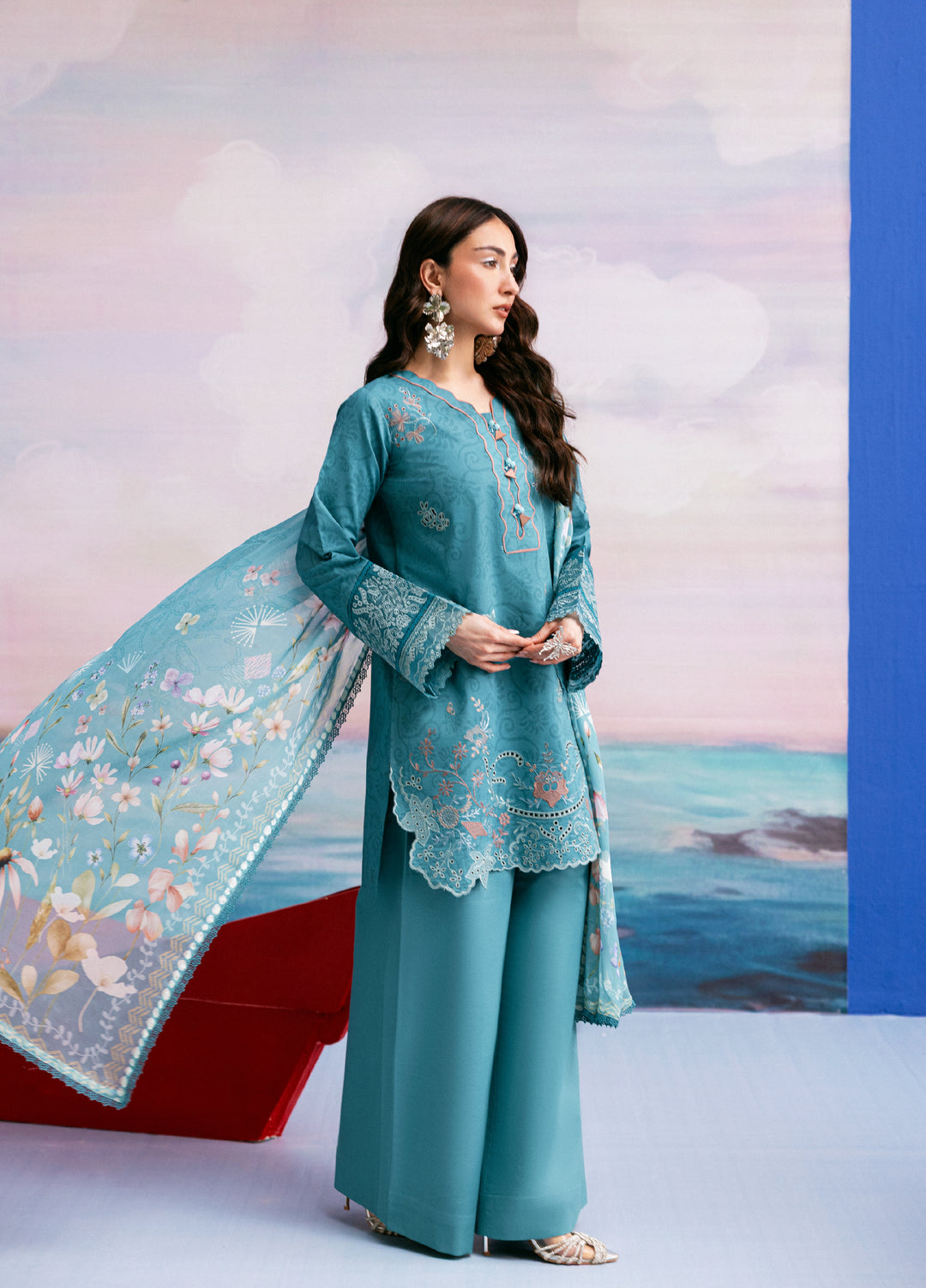 Zync by Florent Unstitched Embroidered Printkari Lawn 3 Piece Suit FL26UZP FZ-7A - Summer Collection