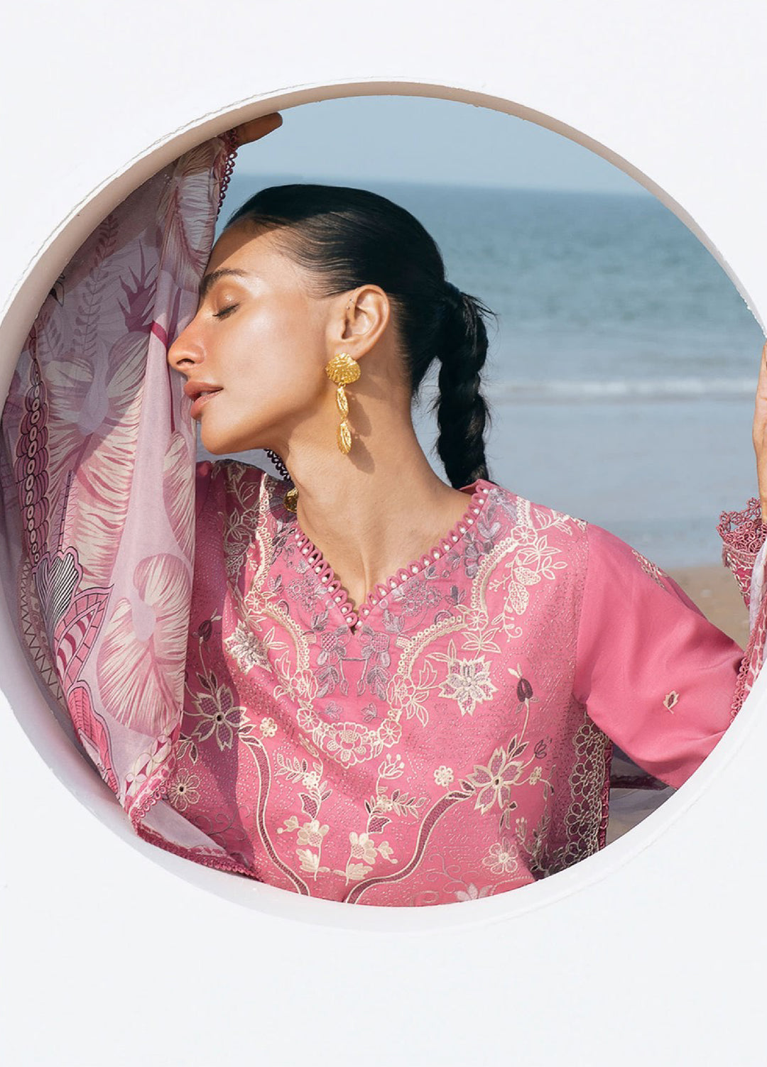 Florent Unstitched Embroidered Luxury Lawn 3 Piece Suit FL26UL FL-1A - Festive Collection