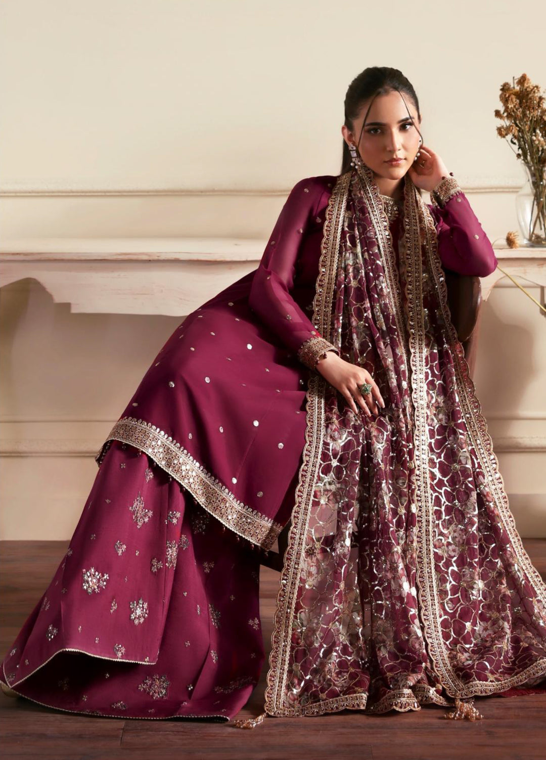 Sirayya by Zarif Unstitched Embroidered Chiffon 3 Piece Suit ZR26US ARASH 08 - Festive Collection