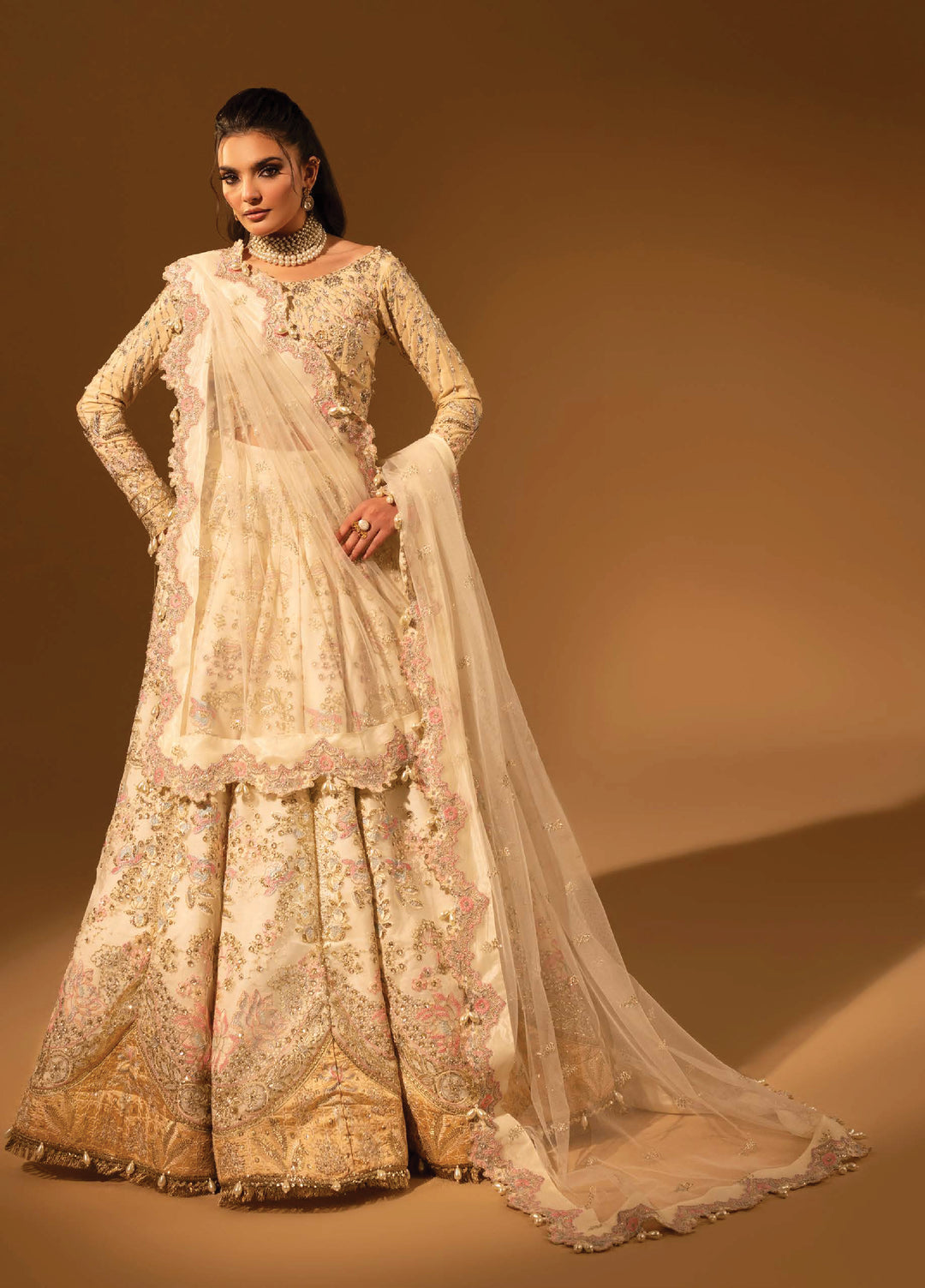 Aylin Unstitched Raw Silk Embroidered Suits 3 Piece AYL25US Raw Silk BEIGE - Festive Collection
