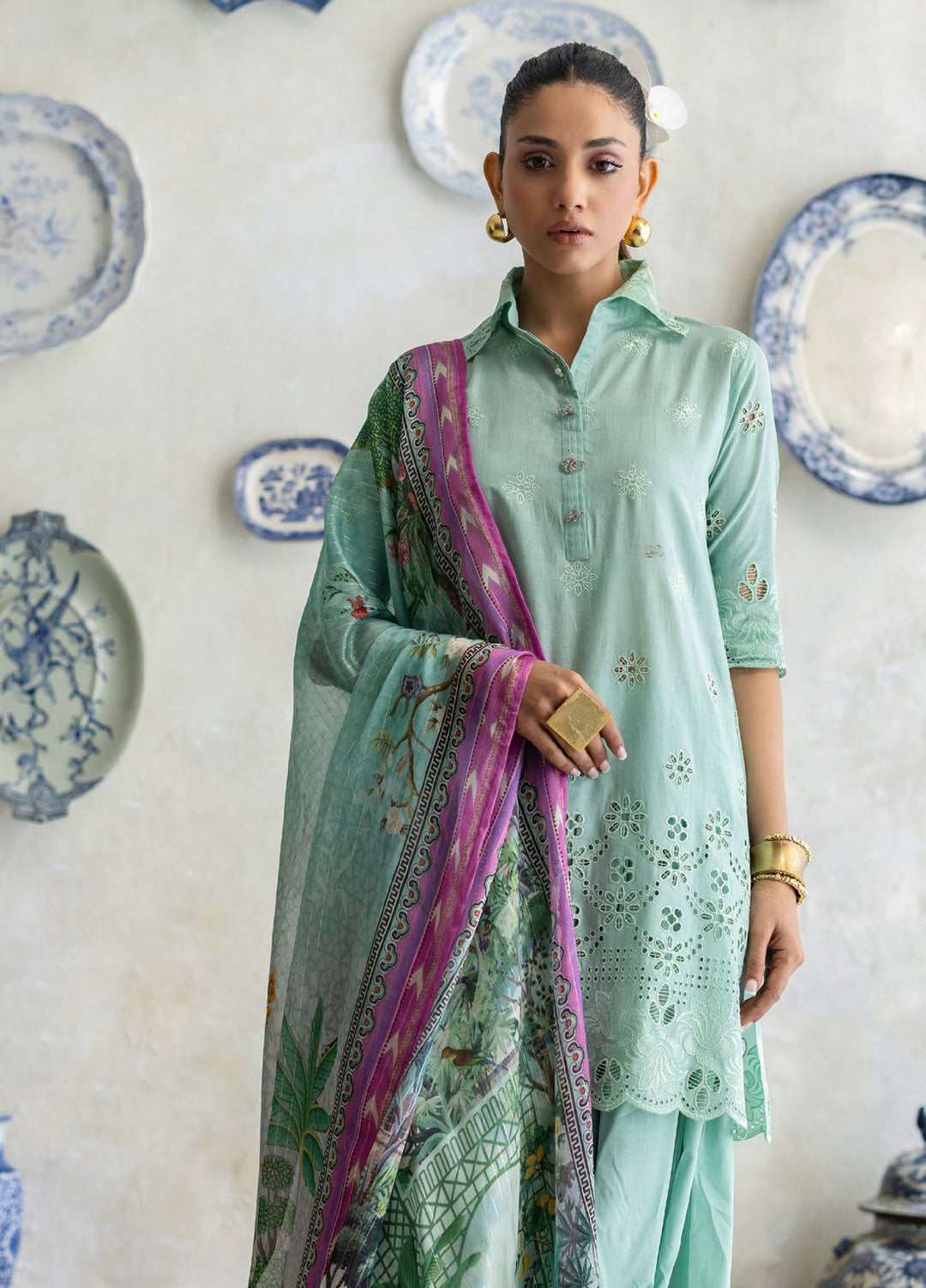 Freesia by Gul Ahmed Unstitched Embroidered Lawn 3 Piece Suit GA26UFL S-62013 - Summer Collection