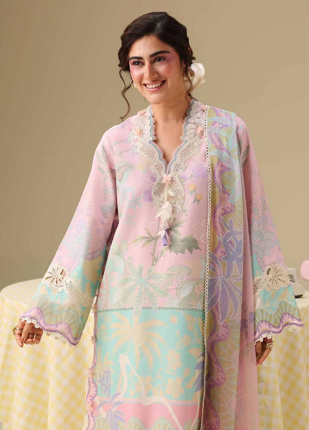 Soleil Hemline by Mushq Unstitched Printed Lawn 3 Piece Suit MU26USL Honey Petal HUNSS260312 - Festive Collection