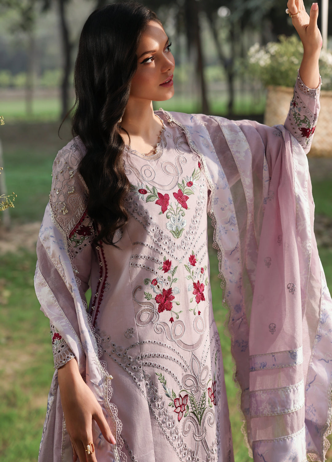 Tales of Petals by Sardinia Unstitched Embroidered Luxury Lawn 3 Pcs Suit SRD26UTP D-8 Lavendar Haze - Festive