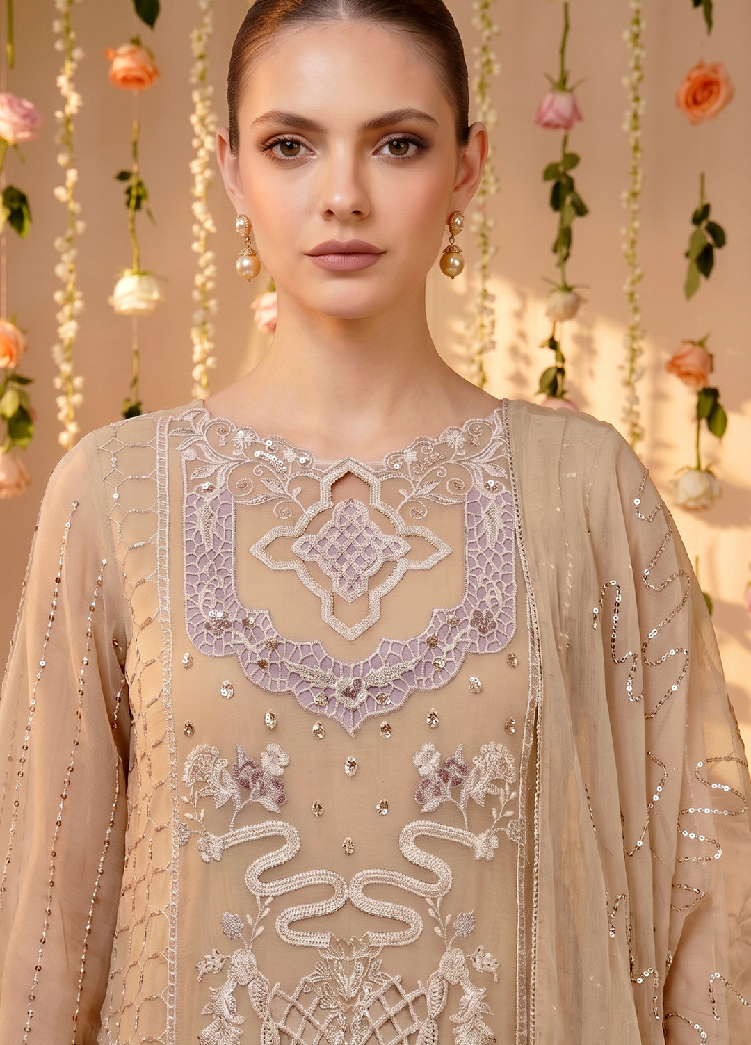 Anaya Noor by Zebtan Unstitched Embroidered Chiffon 3 Piece Suit ZB26UAC AN 02 - Festive Collection