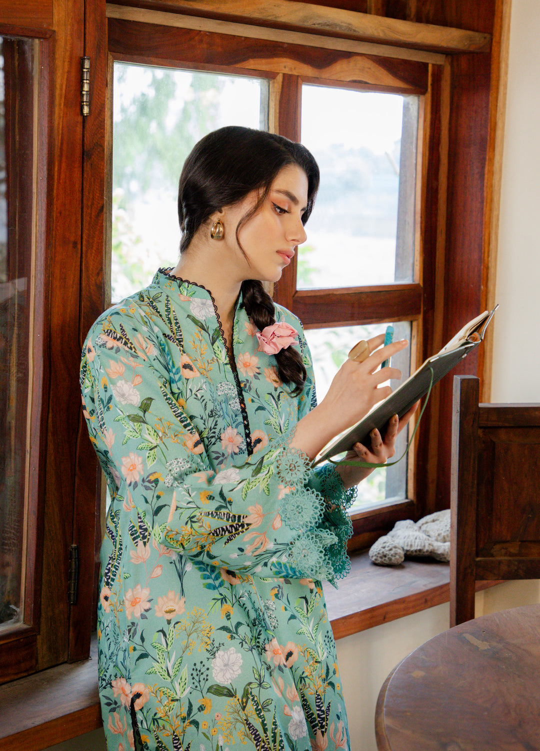 Sahar Unstitched Printed Cambric 1 Piece Shirt SS1-26-32 Sage Blossom - Summer Collection