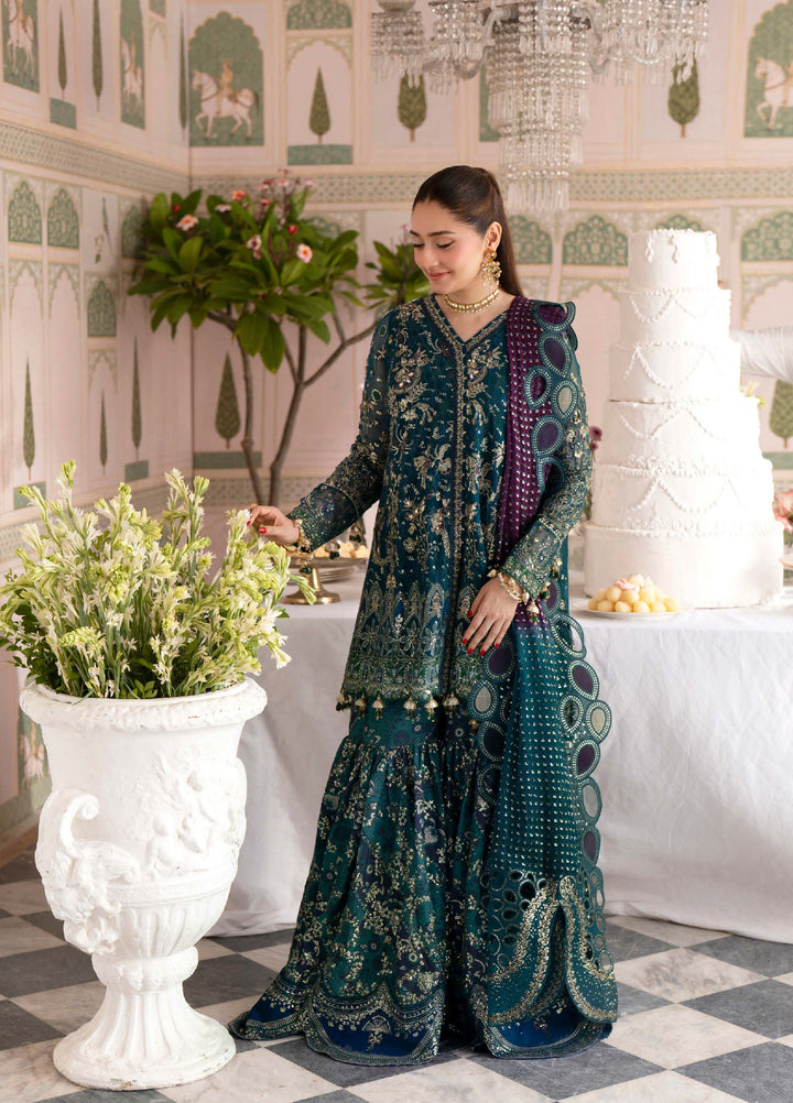 Jhoomro by Nureh Unstitched Embroidered Chiffon 3 Piece Suit NU26UJW NL-94 - Wedding Collection