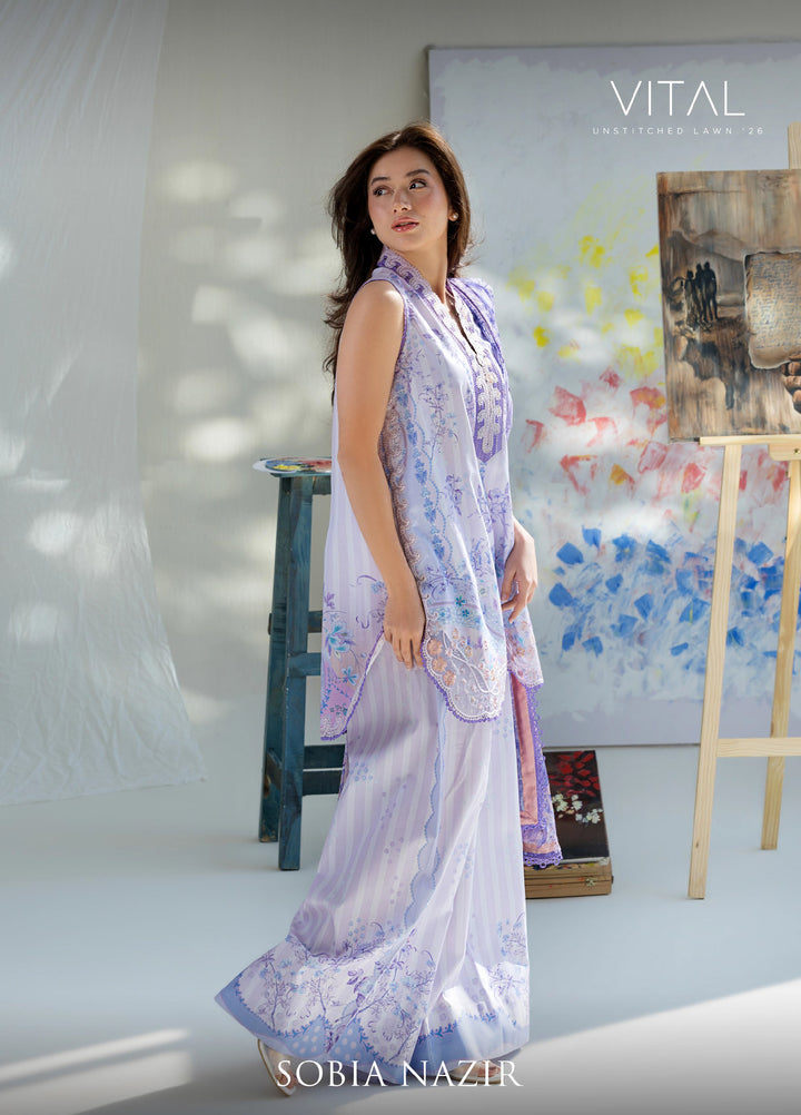 Vital by Sobia Nazir Unstitched Embroidered Lawn 3 Piece Suit SN26UVL 2B - Summer Collection