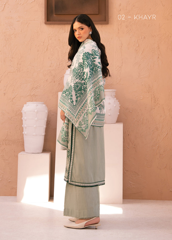 Xenia Unstitched Slub Khaddar Unstitched Embroidered Suits 3 Piece XE25SK D-02 Khayr - Winter Collection