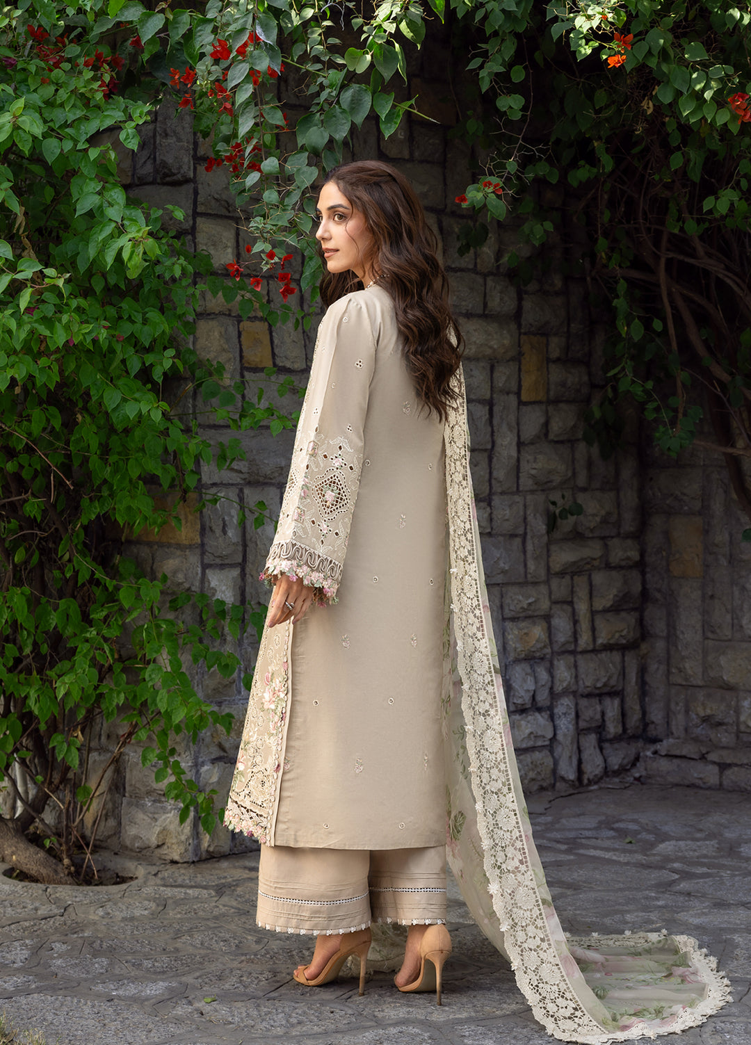 Elaf Premium Unstitched Embroidered Luxury Lawn 3 Piece Suit EL26UPL ELY-2A CAMELLIA - Summer Collection