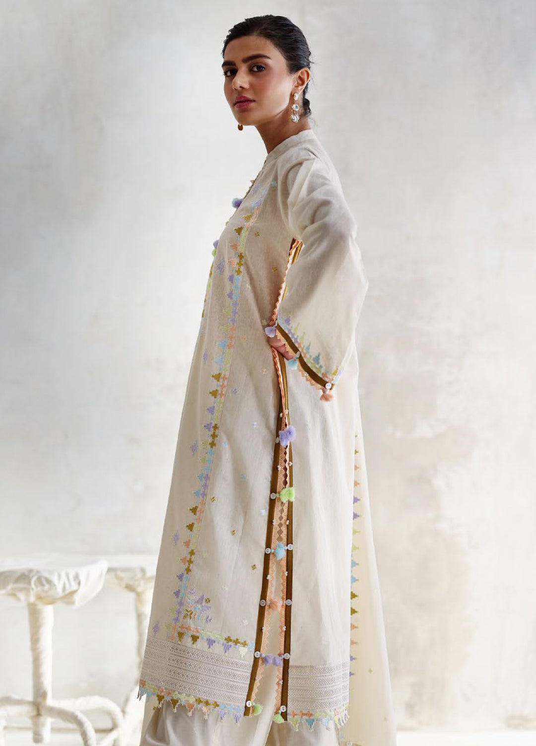 The Luxe by Gul Ahmed Unstitched Embroidered Cotton 3 Piece Suit GA26ULL Pearl Gardenia SP 52084 - Casual Collection