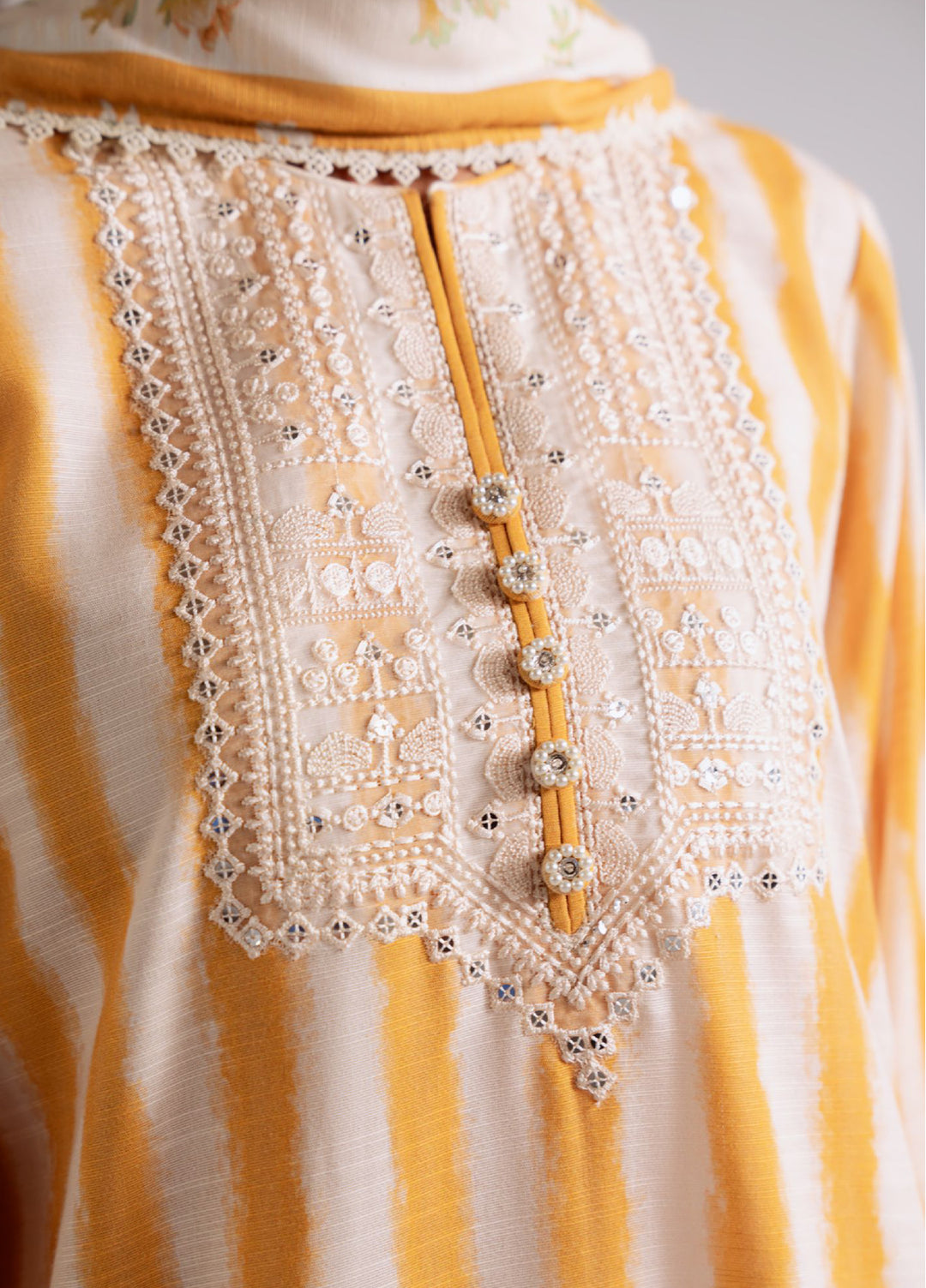 Cross Stitch Unstitched RTS Khaddar Embroidered Suits 3 Piece CS25KW D-06 Ochre Bliss - Winter Collection