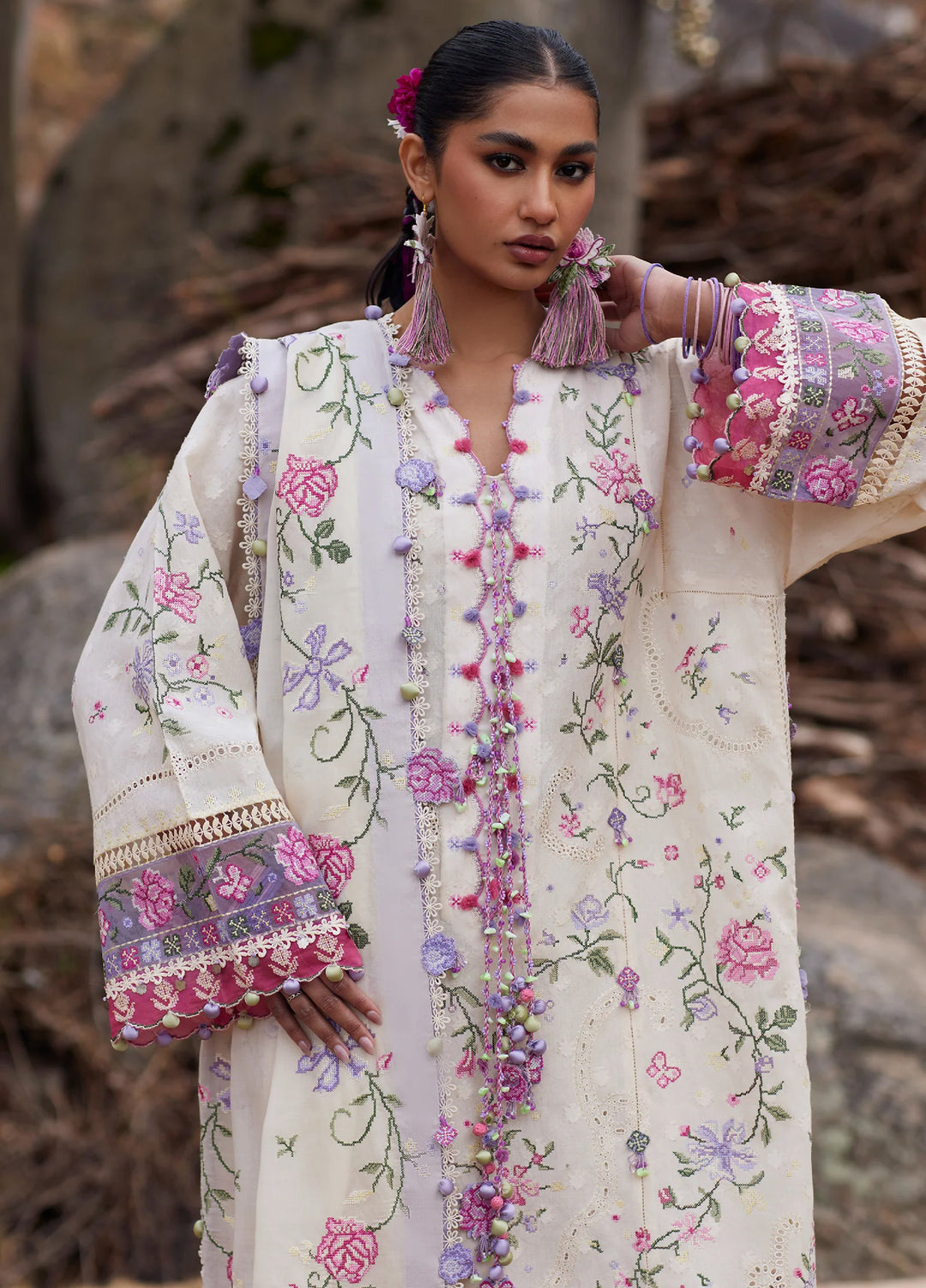 Meili by Zaha Unstitched Embroidered Lawn 3 Piece Suit ZK26UML ZL26-03A - Festive Collection